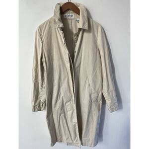 The Works Saks Avenue Womens Size 6 Trench Coat 100% Cotton Beige Khaki Outdoor